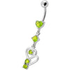 Elegant Jeweled Heart Belly Ring - 14g Surgical Steel & Sterling Silver Charm