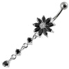 Chic Flower Jeweled Belly Ring - 316L Steel & Sterling Silver Elegance!