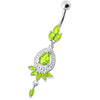 Trendy Sterling Silver & Surgical Steel Belly Ring with Elegant Stone Charm