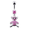 Trendy Jeweled Teddy Bear Belly Ring - Stylish 316L Steel & Sterling Silver Charm