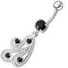 Trendy Sterling Silver Dangling Belly Ring - 316L Surgical Steel