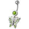 Elegant Jeweled Butterfly Belly Ring - 316L Steel & Sterling Silver Charm