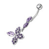 Elegant Jeweled Silver Belly Ring - Trendy 316L Surgical Steel Design