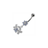 Blooming Elegance: Jeweled Flower Silver Belly Ring for Trendy Shoppers