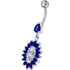 Sparkling Jeweled Flower Banana Bar Belly Ring - Trendy Body Jewelry