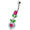 Trendy Heart & Leaf Belly Ring: Chic Multi-Stone Surgical Steel Accessory