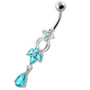 Stunning Jeweled Navel Belly Ring - 316L Steel & Sterling Silver Elegance!