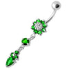 Trendy Fancy Flower Banana Belly Ring - 316L Steel & Sterling Silver Charm