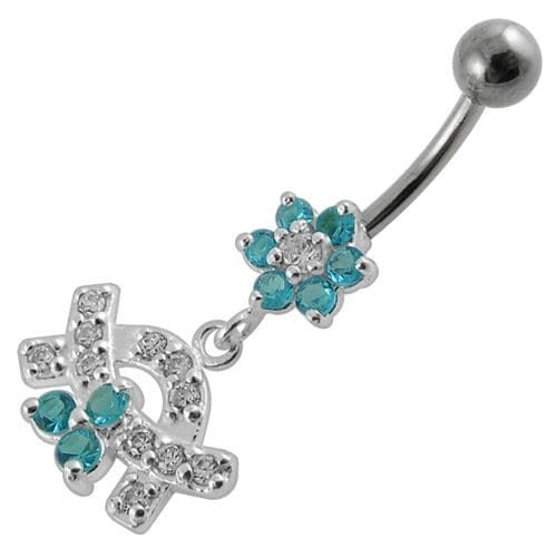 Blooming Elegance: Jeweled Flower Silver Belly Ring for Trendy Shoppers