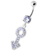 Stylish Silver Gender Male Belly Ring with Sparkling Zirconia Accent