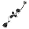 Chic Sterling Silver Flower Jeweled Belly Ring - Trendy Body Jewelry