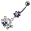 Blooming Elegance: Jeweled Flower Silver Belly Ring for Trendy Shoppers