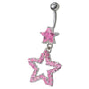 Stunning Jeweled Star Belly Ring - Curved Bar & Sterling Silver Charm