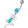 Trendy Jeweled Lizard Belly Ring - Stylish 14g Surgical Steel Body Jewelry