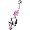 Trendy Jeweled Gothic Skull Belly Ring - Stylish 14g Silver Dangle Jewelry