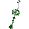 Elegant Vintage Indian Jeweled Silver Belly Ring - Surgical Steel Charm