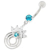 Sparkling Crown Charm Belly Ring - 316L Steel & 925 Silver Elegance