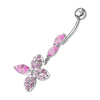 Elegant Jeweled Silver Belly Ring - Trendy 316L Surgical Steel Design