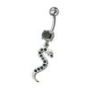 Trendy Jeweled Snake Belly Ring - Stylish 14g Surgical Steel Body Jewelry