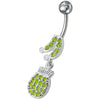 Elegant Jeweled Belly Ring - 14g Surgical Steel & Sterling Silver Charm