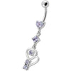 Elegant Jeweled Heart Belly Ring - 14g Surgical Steel & Sterling Silver Charm