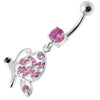 Trendy Silver Jeweled Butterfly Belly Ring - Elegant 14g Design!