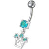 Elegant Silver Crown Jeweled Belly Ring - Trendy Body Jewelry for You!