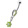 Trendy Jeweled Flower Belly Ring - Stunning Silver & Surgical Steel Design!