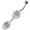 Trendy Jeweled Belly Ring - Elegant 316L Surgical Steel & Sterling Silver Charm