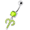 Trendsetting Jeweled Dangling Belly Ring - 316L Steel & Sterling Silver Charm