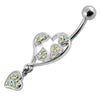 Trendy Heart & Banana Dangle Belly Ring: 316L Steel & Sterling Silver Charm