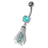 Sparkling Jeweled Penguin Belly Ring - Trendy 14g Surgical Steel Design