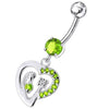 Trendy Jeweled Heart Belly Ring - Surgical Steel & Sterling Silver Elegance