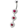 Elegant White Zirconia Dangle Belly Ring in Surgical Steel & Sterling Silver