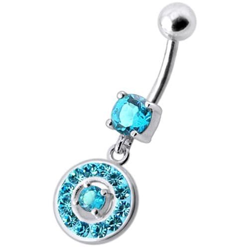 Trendy Jeweled Belly Ring: Multi-Stone Dangle with Surgical Steel Elegance