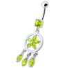 Trendy Sterling Silver Belly Ring - Sparkling Dangling Charm 14g