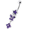 Trendy Multi Flower Jeweled Belly Ring - Dazzle Your Style!