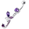 Trendy Sterling Silver Butterfly Belly Ring with Sparkling Zirconia Charm