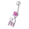 Chic Sterling Silver Lock & Key Belly Ring - Sparkle with Style!