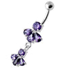 Radiant Jeweled Belly Ring - 316L Surgical Steel & Sterling Silver Charm