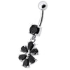 Trendy Jeweled Flower Belly Ring - Elegant Silver & Surgical Steel Design