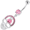 Enchanted Jeweled Skull Belly Ring: 925 Silver & Sparkling Zirconia