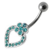 Trendy Heart Silver Belly Ring - Sparkling SS Banana Bar Navel Jewelry