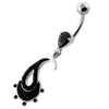 Trendy Multi Jeweled Fish Navel Belly Ring - Surgical Steel & Sterling Silver