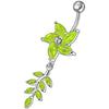 Jeweled Floral Dangling Belly Ring - Sterling Silver & Surgical Steel