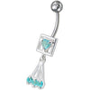 Stunning Jeweled Belly Ring - 316L Surgical Steel & Sterling Silver Charm