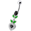 Trendy Heart & Leaf Belly Ring: Chic Multi-Stone Surgical Steel Accessory