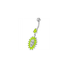 Sparkling Jeweled Flower Banana Bar Belly Ring - Trendy Body Jewelry