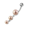 Trendy Pearl Jeweled Banana Bar Belly Ring - Exclusive Surgical Steel Design!