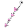 Trendy Jeweled Dangling Curved Belly Ring - Sparkle in Style!